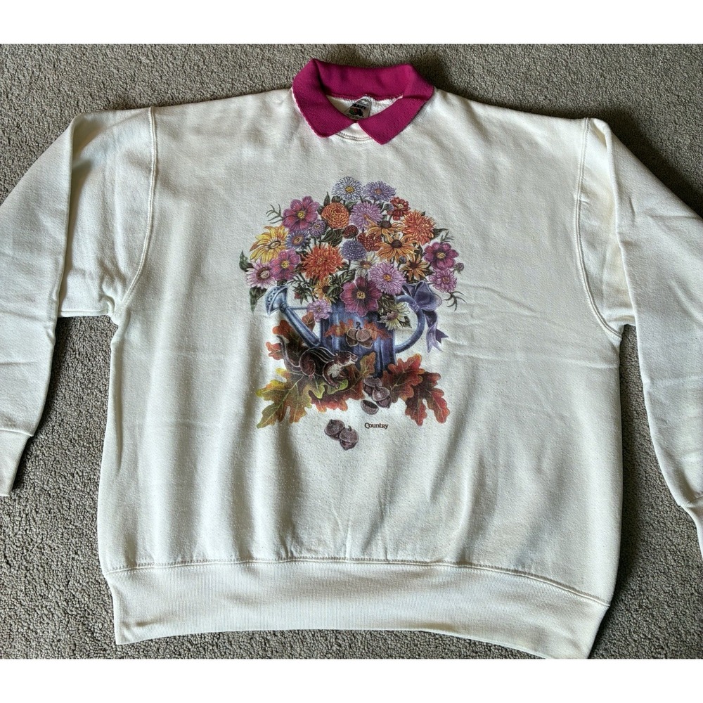 vintage 1990s Fruit of the Loom collared graphic sweatshirt